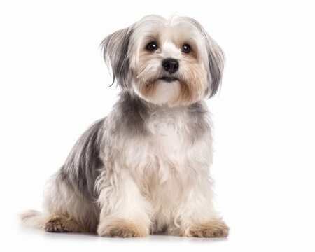photo of Dandie Dinmont terrier isolated on white background. Generative AI