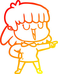 warm gradient line drawing of a cartoon woman