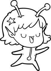 happy alien girl cartoon
