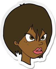 sticker of a cartoon annoyed woman