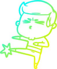 cold gradient line drawing of a cartoon man sweating