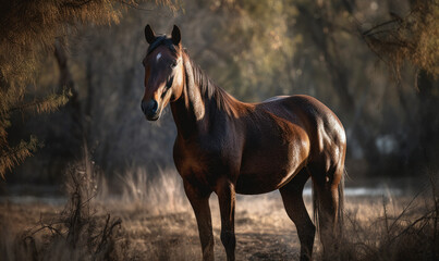 photo of cutting horse in its natural habitat. Generative AI