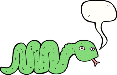 funny cartoon snake with speech bubble