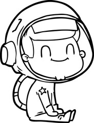 happy cartoon astronaut