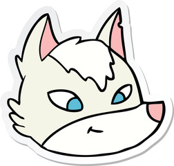 sticker of a cartoon wolf face