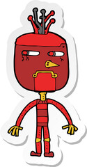 sticker of a funny cartoon robot