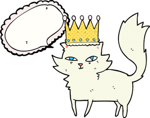freehand drawn comic book speech bubble cartoon posh cat