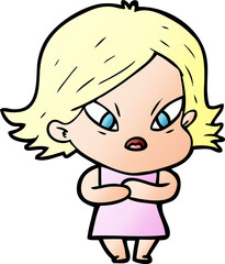 cartoon stressed woman