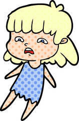 cartoon worried woman