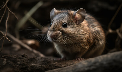 photo of cotton rat (genus Sigmodon) in its natural habitat. Generative AI