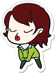 sticker of a cute cartoon vampire girl