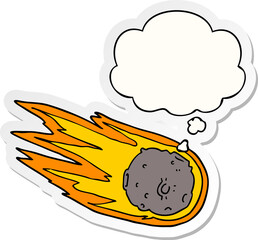 cartoon comet with thought bubble as a printed sticker