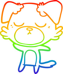 rainbow gradient line drawing of a cute cartoon dog