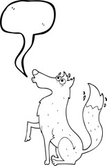 freehand drawn speech bubble cartoon wolf