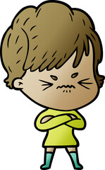 cartoon frustrated woman