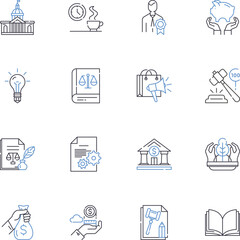 Personal autonomy line icons collection. Independence, Freedom, Self-determination, Control, Empowerment, Autonomy, Choice vector and linear illustration. Responsibility,Sovereignty,Self-rule outline