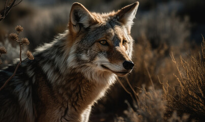 Fototapeta premium photo of coyote in its natural habitat. Generative AI