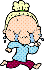 cartoon crying old lady