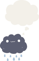 cartoon cloud with thought bubble in retro style