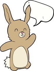 cartoon happy rabbit with speech bubble