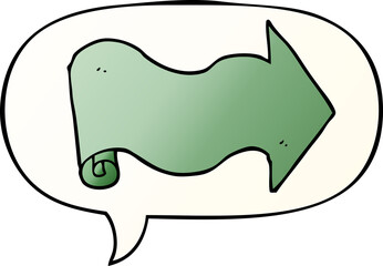cartoon arrow with speech bubble in smooth gradient style