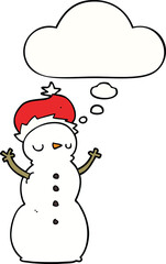 cartoon snowman with thought bubble