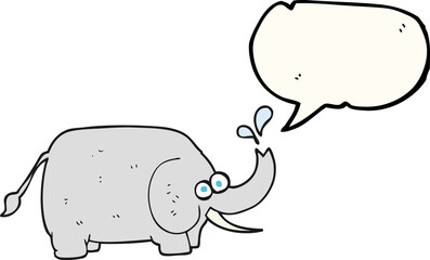 freehand drawn speech bubble cartoon elephant