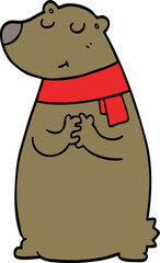 cartoon bear wearing scarf