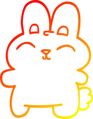 warm gradient line drawing of a happy cartoon rabbit