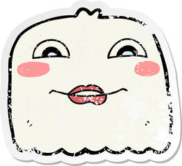 distressed sticker of a cartoon ghost