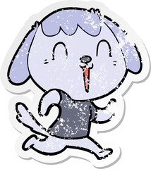 distressed sticker of a cute cartoon dog