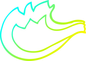 cold gradient line drawing of a cartoon blue gas flame