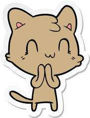 sticker of a cartoon happy cat