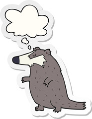 cartoon badger with thought bubble as a printed sticker