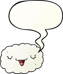 cartoon cloud with speech bubble in smooth gradient style
