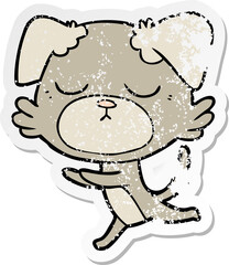 distressed sticker of a cute cartoon dog