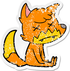 distressed sticker of a cartoon dead fox