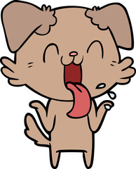 cartoon panting dog shrugging shoulders