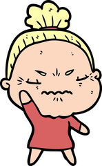 cartoon annoyed old lady