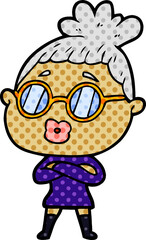 cartoon woman wearing spectacles