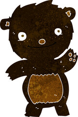 cartoon waving black bear cub