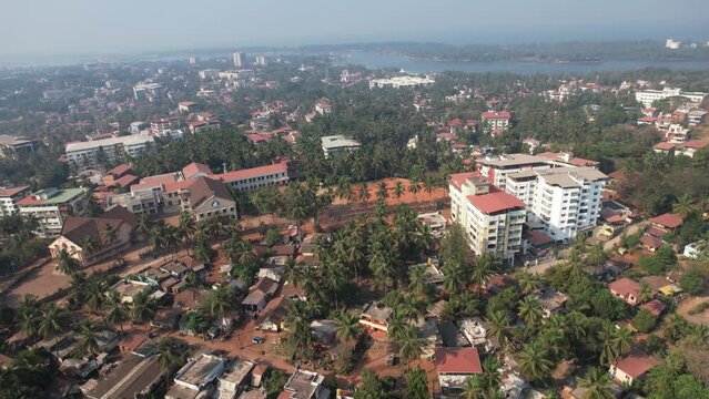 Beautiful South India. Aerial view of the residential area of Urwa, Mangaluru, Karnataka, India