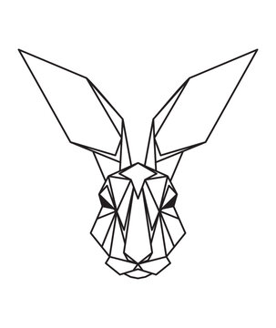 Animal icon, vector hare. Abstract triangular style