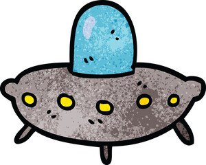 cartoon doodle alien spaceship