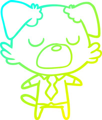 cold gradient line drawing of a cartoon dog manager