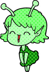 cartoon alien girl laughing