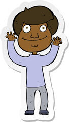 sticker of a cartoon happy boy