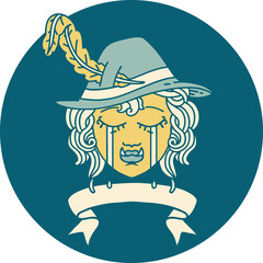 icon of crying orc bard character with banner