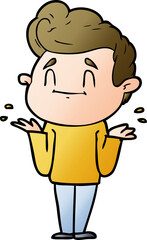 happy cartoon man shrugging