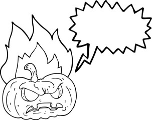 freehand drawn speech bubble cartoon halloween pumpkin